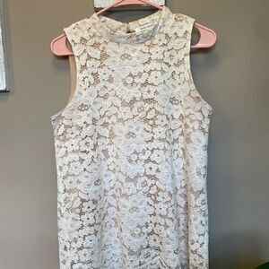 Women’s Medium Rose + Olive Cream Lace Sleeveless Blouse